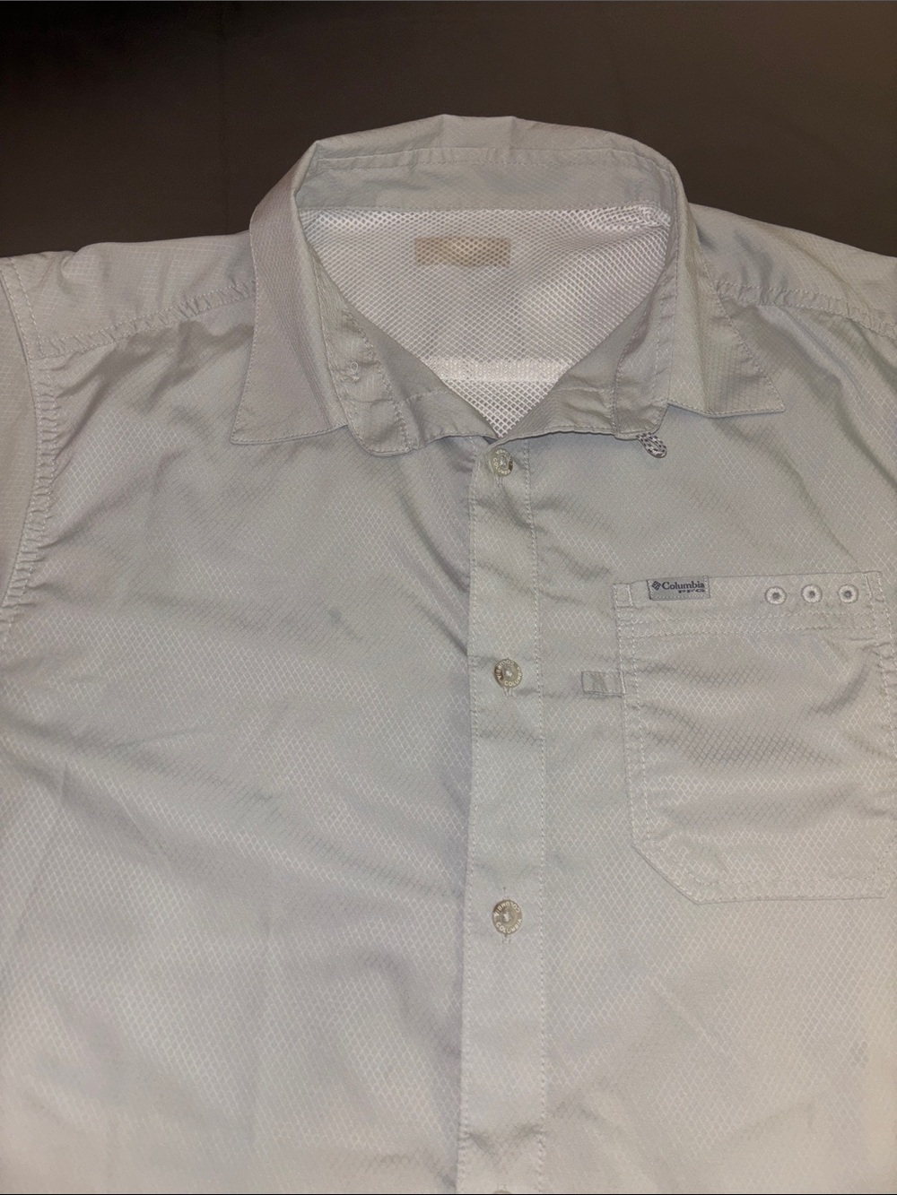 Columbia Men's Light Gray Short-Sleeve Button-Down Fishing Shirt Large PFG